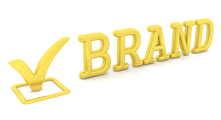 Check mark and word Brand. 3d image rendererの写真素材