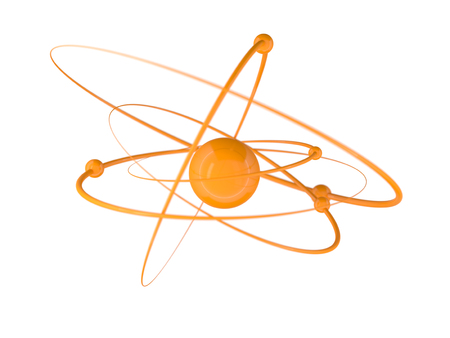 Atom, isolated on a white background. 3d image rendererの写真素材