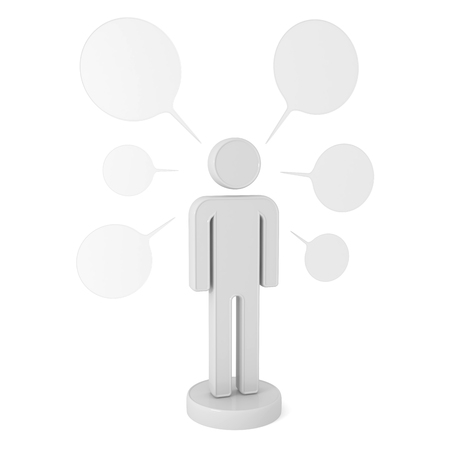 Person and a blank bubble speech. 3d image rendererの写真素材