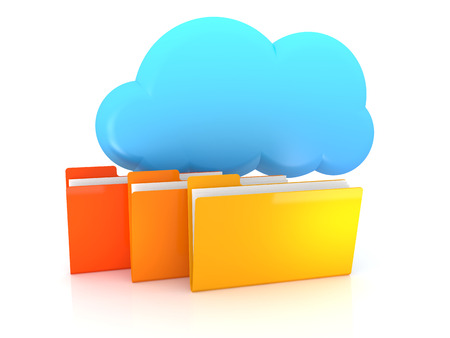 Folder data clouds system technology. 3d image rendererの写真素材