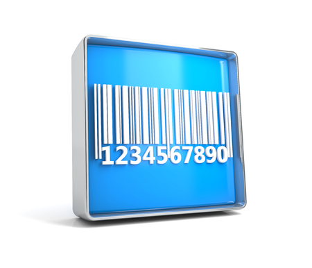 Bar cod - web button isolated on white background. 3d image rendererの写真素材