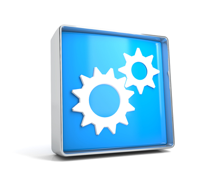 Gear - web button isolated on white background. 3d image rendererの写真素材
