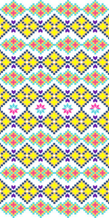 Cross stitch, pixel pattern, Ukrainian folk embroidery seamless pattern. Vector illustration....