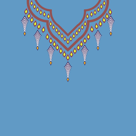 Design vector for collar shirts, embroidery with ethnic geometric elements for textiles. Aztec geometric and neckline designs for neck borders and necklaces.のイラスト素材