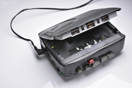 The portable tape player. It is name Sound AboutUsed with cassette Listen to music and...