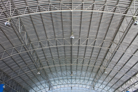 Light on roof of modern storehouseの写真素材