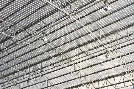 Light on roof of modern storehouseの写真素材