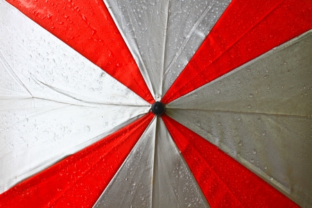 Drops of rain water on the umbrella の写真素材