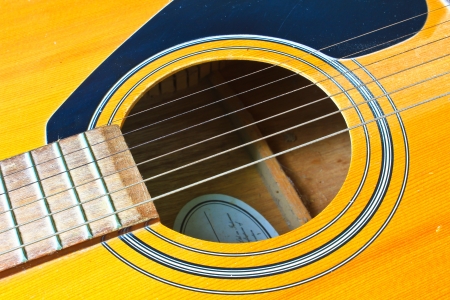 Acoustic guitar wood color close - up  The guitar backgroundの写真素材