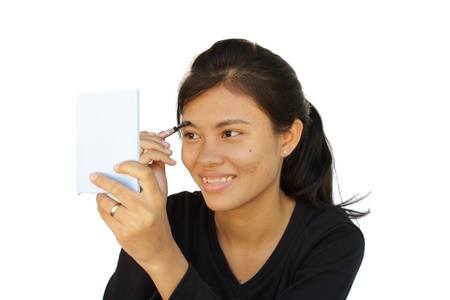 Young girl are makeup, portrait with white backgroundの写真素材