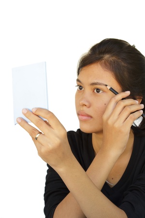 Young girl are makeup, portrait with white backgroundの写真素材