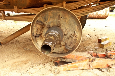 Garages and car repairing shaft wheelsの写真素材