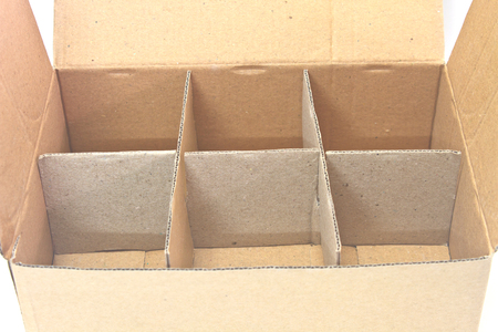 Cardboard box for insert bottles on backgroundの写真素材
