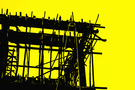 new building construction site, close up detail construction on silhouettesの写真素材