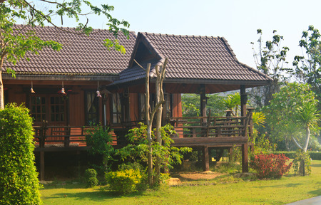 wooden house and garden architecture design, Thailandのeditorial素材