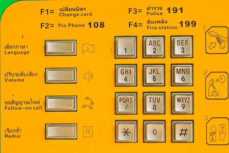 button number public telephone coin and card in Thailand の写真素材