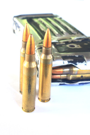 bullets (ammunition) for gun isolated on a white 