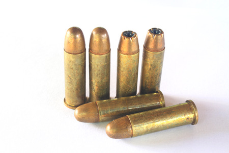bullets (ammunition) for gun isolated on a white 