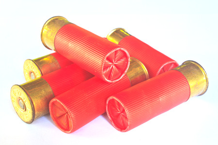 Heap of hunting cartridges for shotgun 12 caliber      