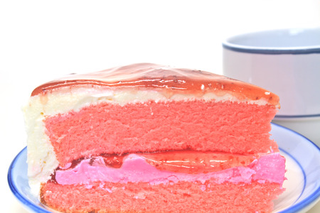 Dessert Strawberry cheesecake in plate on background