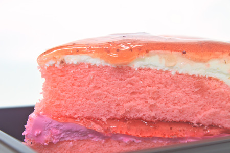 Dessert Strawberry cheesecake in plate on background