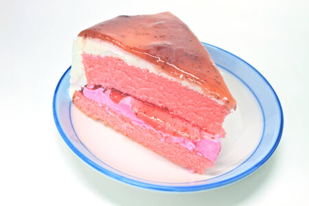 Dessert Strawberry cheesecake in plate on backgroundの写真素材