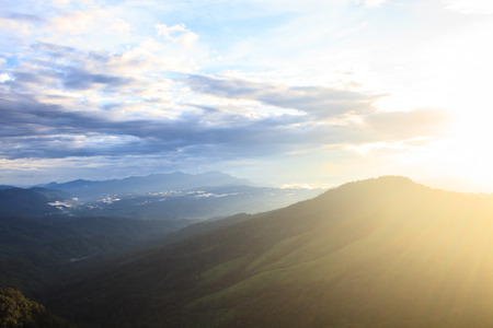 beautiful green mountains and forest on top veiwの写真素材