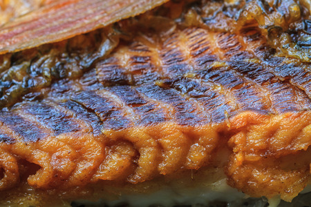 Deep Fried whole fish close upの写真素材