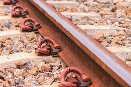 Close up of empty straight railroad track