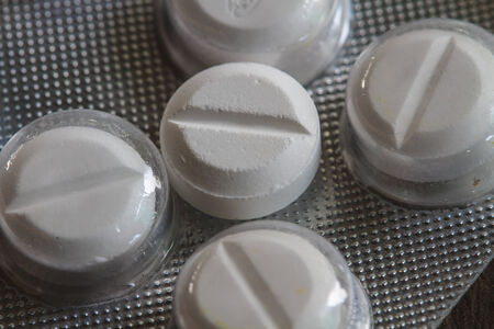 white Pills in blister pack close up