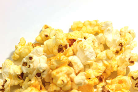Popcorn snack closeup isolated on white background