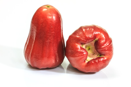 close up Rose apples on white background