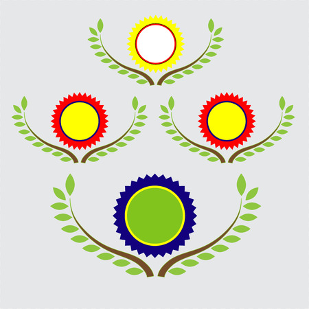 banner and labels with leaf backgroundのイラスト素材