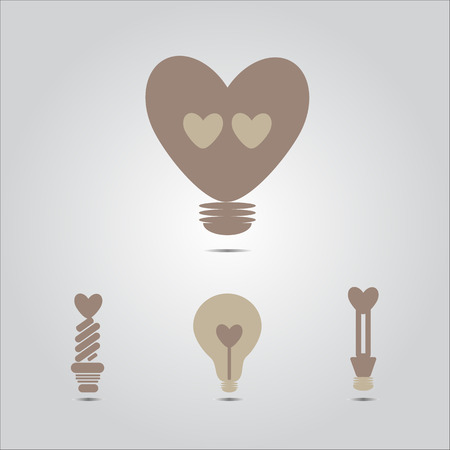 Heart shape in a light bulb. Abstract icon vectorのイラスト素材