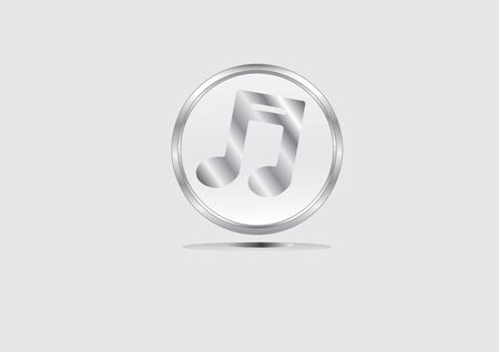 Vector metal multimedia musical note icon on backgroundのイラスト素材