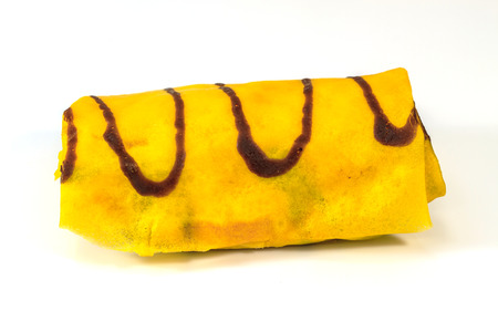 chocolate banana crape on white, international Dessertの写真素材