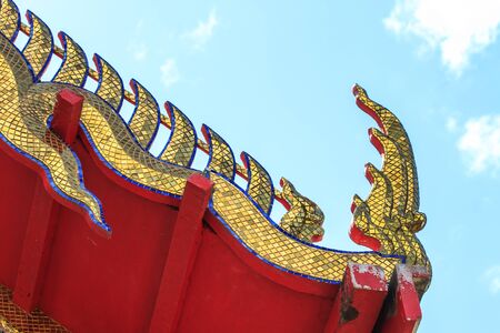 Thai dragon or king of Naga statue in temple