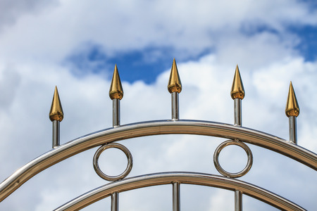 stainless fence , gate or fence close upの写真素材