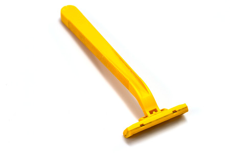 close up shaving razor on white backgroundの写真素材