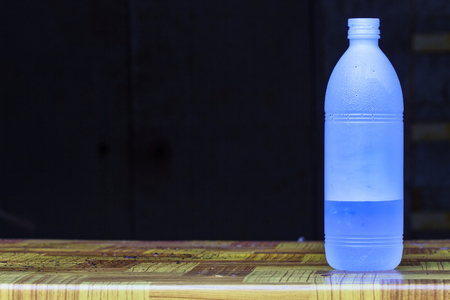 close up Water Bottle on table backgroundの写真素材