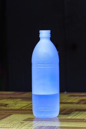 close up Water Bottle on table backgroundの写真素材