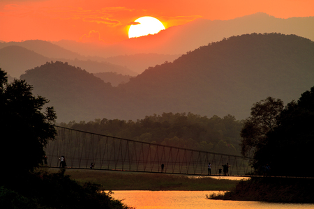 Sunset at lake, Kaengkrachan National Park Thailand,Sunset over lake with the beautiful cloudの写真素材