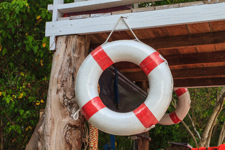 lifebelt on lifeguard house,float and Life jacket rescueの写真素材