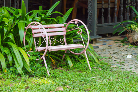 Old Bench in the garden for relaxの写真素材