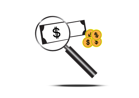 Magnifying Glass with Money, concept of moneyのイラスト素材