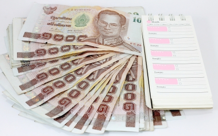 Close up of Thai money , Thailandの写真素材