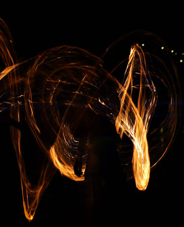 Fire Show at night on samet Island, Thailandの写真素材