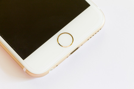 Chiang Mai, Thailand - November 1, 2014: New iPhone 6  on white background. New Apple iPhone tends to become one of the most popular smart phones in the world.のeditorial素材