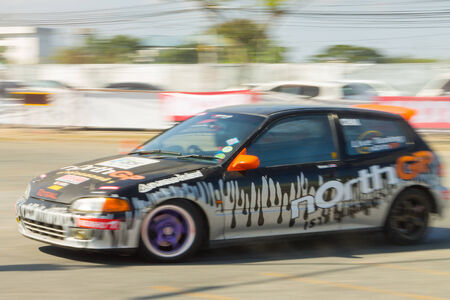 CHAINGMAI THAILAND - NOVEMBER 23 : Unidentified  Athlete Thai driver race car on Raceway temporary , november 23 2014 in CHAINGMAI THAILANDのeditorial素材