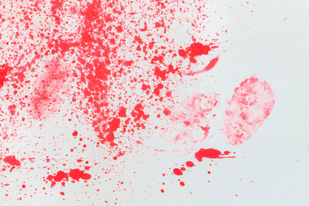 Distribution of color and Fingerprint on white paper backgroundの写真素材